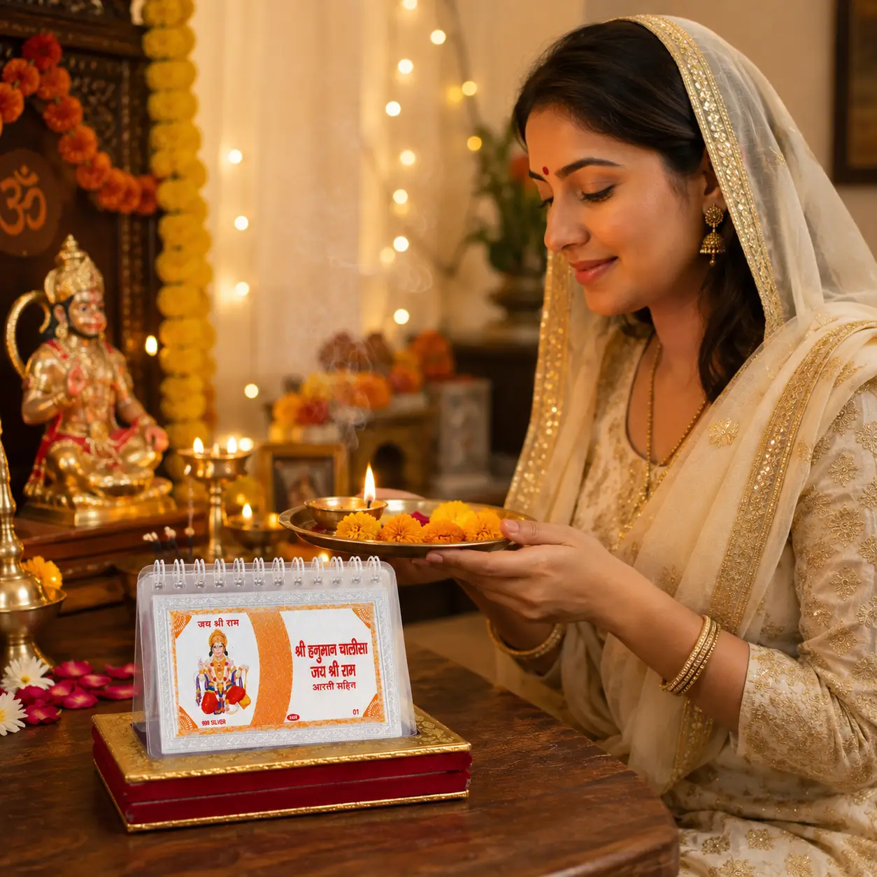 999 Pure Silver Hanuman Chalisa | BIS Hallmarked | Premium Red Velvet Gift Box - Image 2