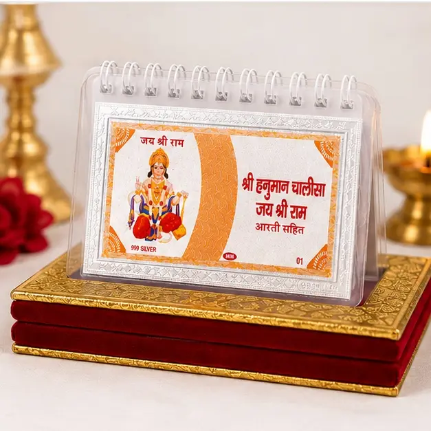 999 Pure Silver Hanuman Chalisa | BIS Hallmarked | Premium Red Velvet Gift Box - Image 3