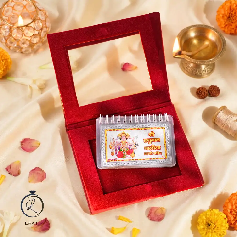 999 Pure Silver Hanuman Chalisa | BIS Hallmarked | Premium Red Velvet Gift Box - Image 4