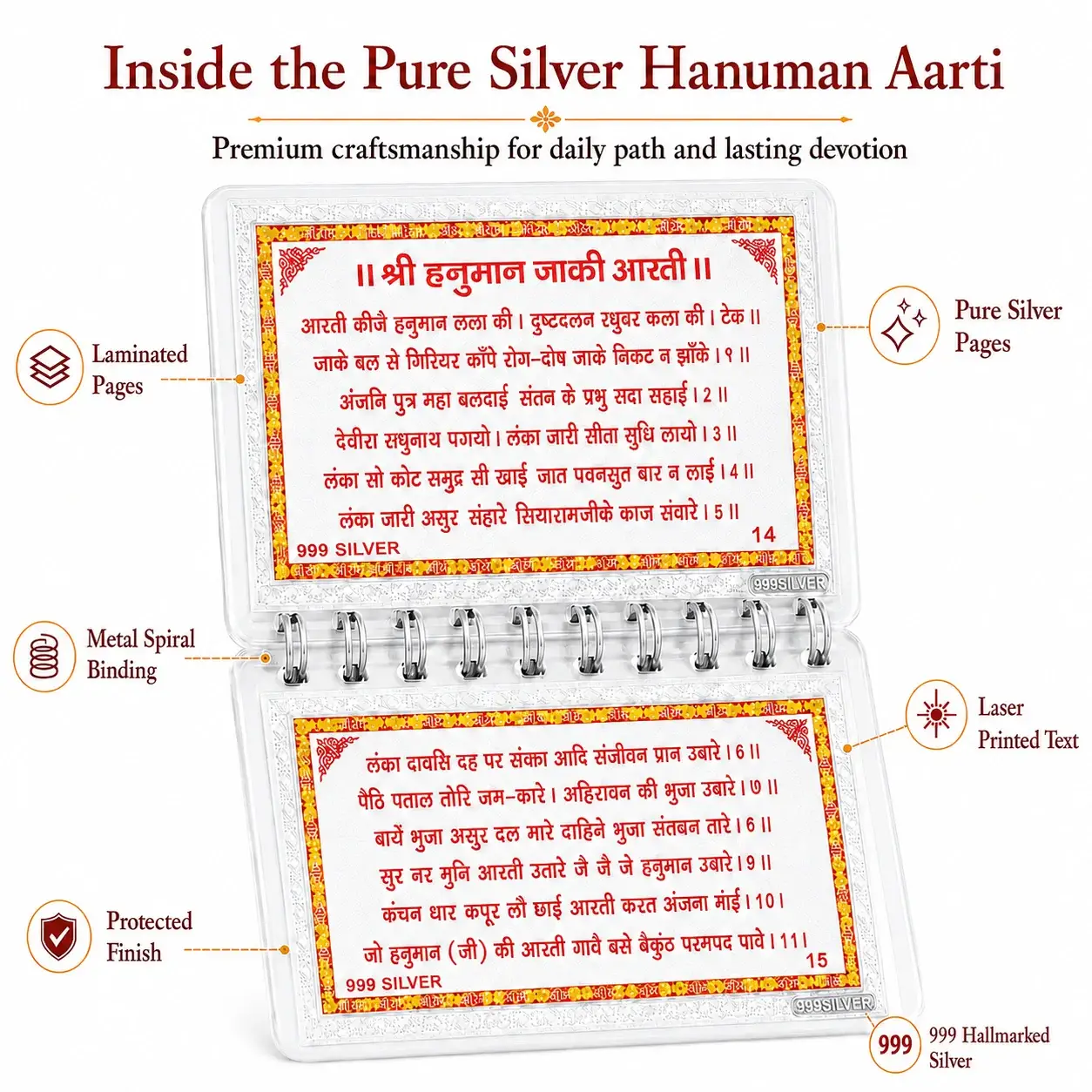 999 Pure Silver Hanuman Chalisa | BIS Hallmarked | Premium Red Velvet Gift Box - Image 6